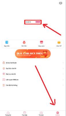 Thua nhận khuyến mãi trên ứng dụng MMlive hoàn trả 3 % mỗi ngày 2 id-cua-toi-tren-dien-thoai