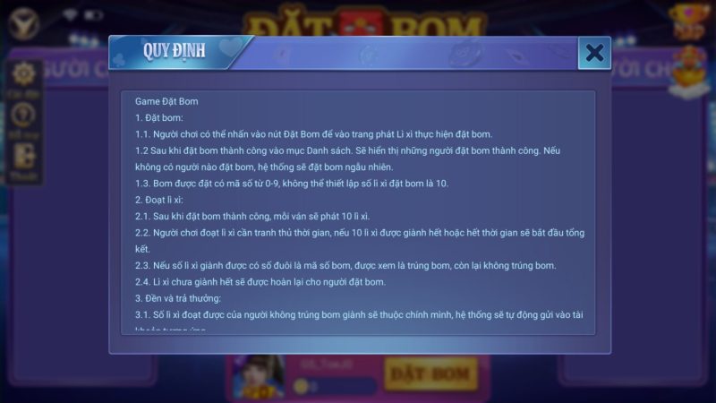 Đặt bom MMLive – Trò chơi đánh bài đổi thưởng hấp dẫn 2 Luật chơi đặt bom