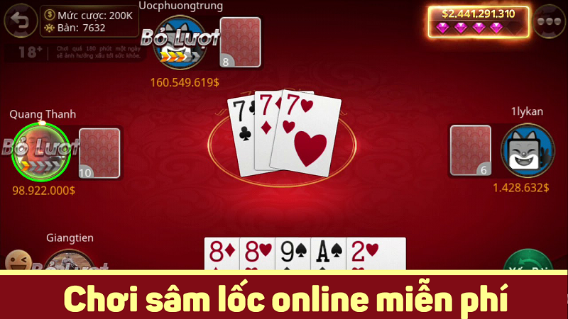 Chinh phục bài Sâm Lốc MMlive với tỷ lệ đổi thưởng cực khủng 3 Sâm Lốc online