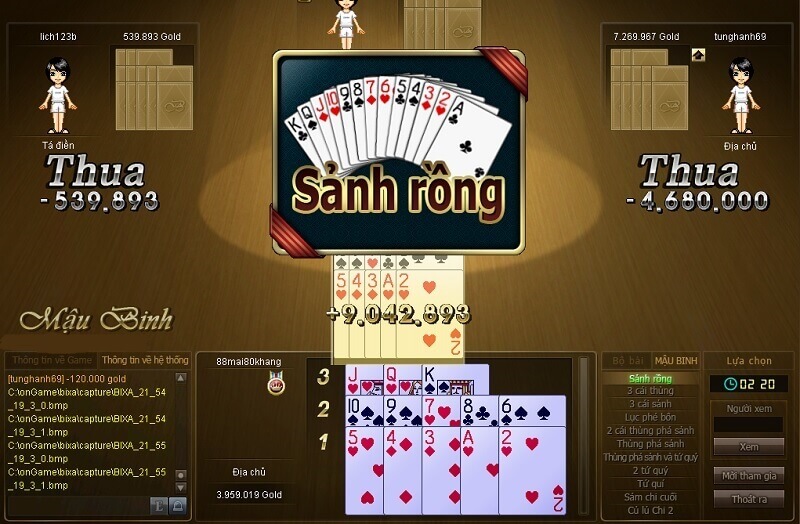 Sảnh rồng trong tiến lên miền nam, bí kíp săn sảnh rồng cực hay 2 tiến lên miền nam