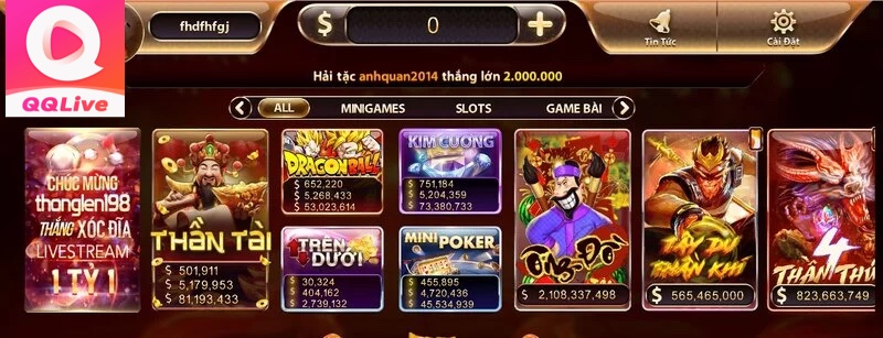 Game đổi thưởng QQlive xanh chín và tỷ lệ thưởng cao nhất thị trường 1 nhiều loại game